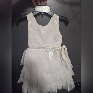American Princess Ivory Lace Dress with Bow